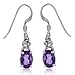 Silvershake Petite Oval Shape 7x5mm Genuine African Amethyst 925 Sterling Silver Victorian Style Dangle Earrings