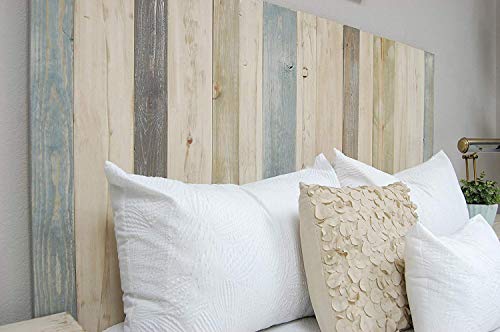 Farmhouse Mix Headboard Queen Size, Hanger Style, Handcrafted. Mounts on Wall. Easy Installation