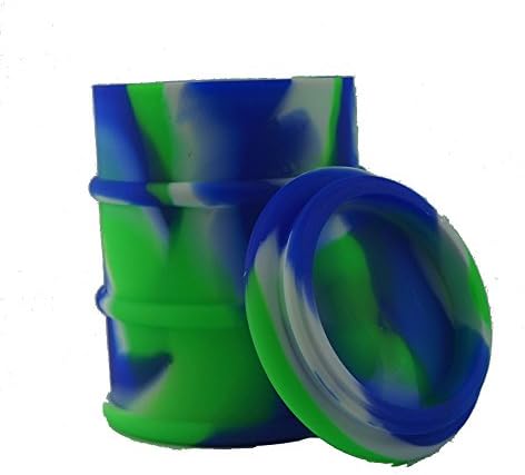 Eoozon 500ml Mega Silicone Barrel Drum Shape Non-stick Silicone Dab Container Wax Jar Pop Top With Tight Cap (Blue/White/Green)