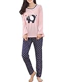 MyFav Big Girl's Korean Fashion Pajama Lovely Elephant Sleepwear Pink Nighty