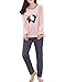 MyFav Big Girls Korean Fashion Pajama Set Lovely Elephant Sleepwear Pink Nighty