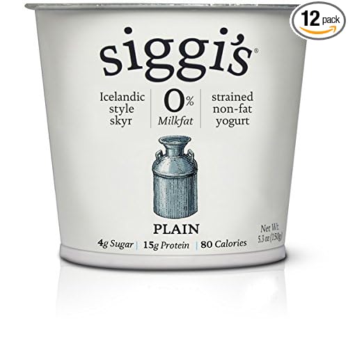 Amazon Com Siggis Strained Non Fat Yogurt Plain 5 3 Ounce Pack Of 12 Grocery Gourmet Food