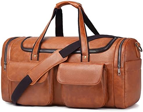 Amazon.com | Leather Travel Bag with Shoe Pouch,Weekender