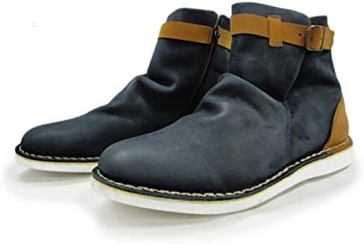 Amazon スリージェネレーションズ ポルトガル製 本革 ボア付き ショートブーツ メンズ 紐なし ファスナー付き Tg 44 ネイビー ブーツ