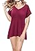 TWINTH Plus Size Tunic V-Neck Loose Fit Shorts Sleeve T-Shirt Top