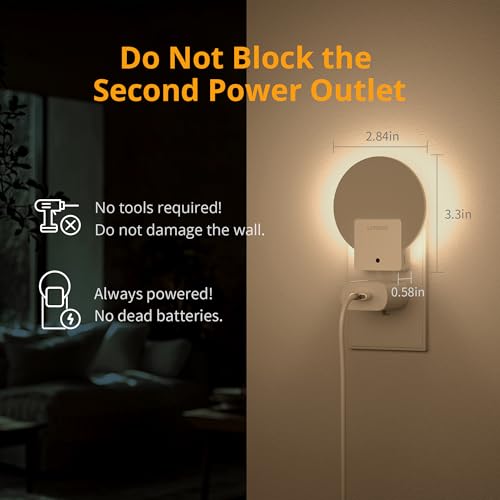 Lyridz Backlit Night Light Plug-in,[4 Pack] Glare-Free Indirect Glow, Dusk to Dawn Sensor, 1-50LM Dimmable Veilleuse, 2700K Warm White for Bedroom, Bathroom, Hallway