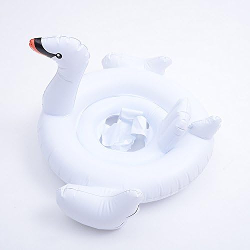 Loveyikee Pink Flamingo White Swan Baby Swim Ride-On Float Swimming Pool Toys Inflatable Swimming Ring for Kids Perfect for Summer Play Pool Toys for Baby (White Swan)