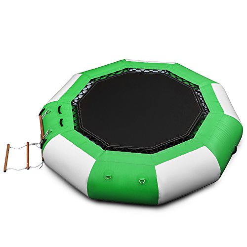 Popsport Inflatable Water Trampoline Series Splash Padded Water Bouncer Inflatable Bouncer Jump Water Trampoline Bounce Swim Platform for Water Sports (Green, 10Ft) - Thumbnail 4