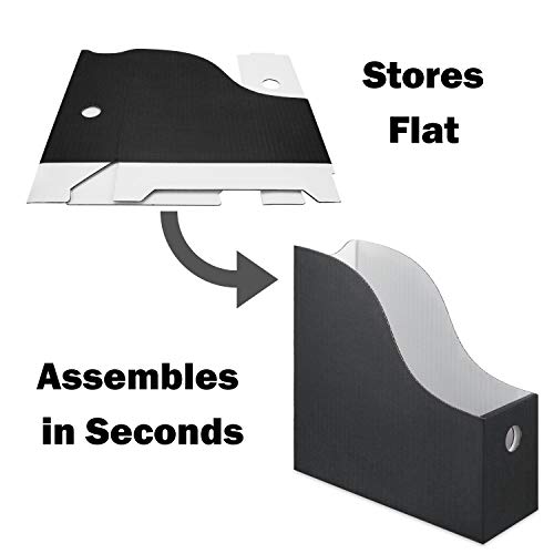 Dunwell Black Cardboard Magazine Holder (2 Pack), Sturdy Black