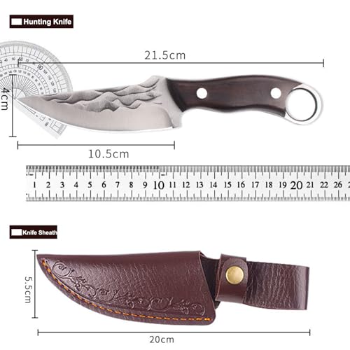 10MOONS Survival Hunting Knife with Sheath, 8.5-inch Fixed Blade Tactical Knife and Non-Slip Ergonomic Handle for Camping, Outdoor, Bushcraft