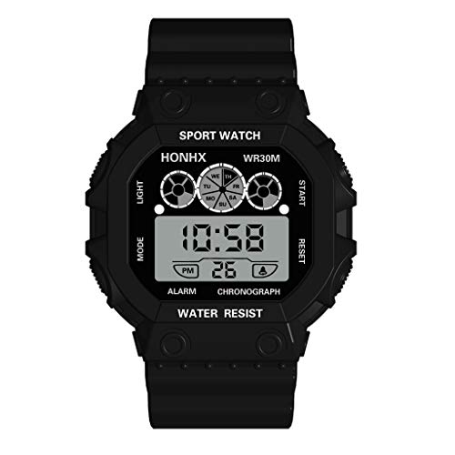 Mens Military Watch Stopwatch,Luxury Three Eyes Analog Digital Sport LED Waterproof Luminous Wrist Watch(Black)