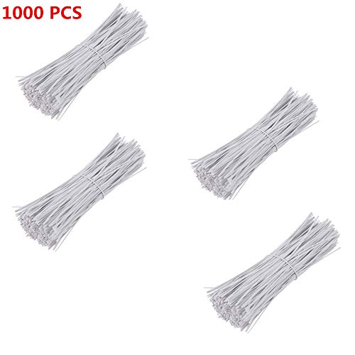 1000PCS 4inches Plastic Twist Ties Cable Clips Gardening Plant Twist Tie Gift Bag Cable Ties Charging Cable Twist Tie for Home Office Garden Food Candy Bags Clear Plastic Treat Bag Cake Pops (White)