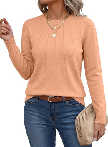 SHEWIN Lightweight Fall Sweaters for Womens Business Casual Knit Cute Sweaters Crewneck Long Sleeves Tops Ladies Work Thin Pullovers 2026 Fall Fashion Outfits Trendy Clothes Blue Small at Amazon