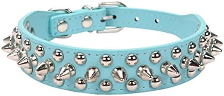 Rivet Studded Adjustable Pu Leather Pet Collars for Puppy Dogs Cats-Heavy Duty Pet Collar 1PC Or 3PCS(Red pink ID Tag ) Set