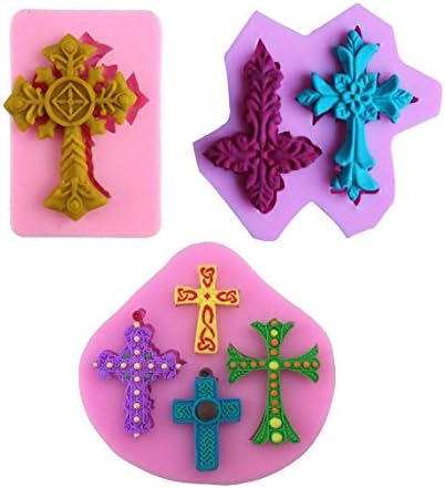 Cross Shape Fondant Mold Cupcake Decorating Tools Clay Fimo mold Candy Silicone Mold ,Chocolate mold (3PCS)