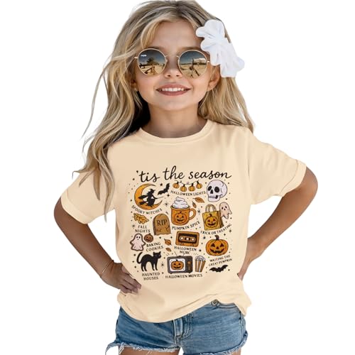 AG AGUU Toddler Boys Girls Halloween T-Shirt Tis The Season Shirts Kid Pumpkin Ghost Tees Spooky Season Outfits Fall Tops(Beige,2-3T) at Amazon