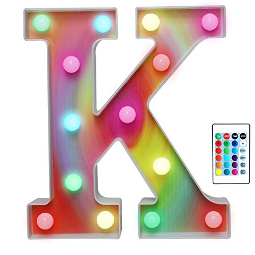 Rainbow Multiple Light up Letters with Remote, 16 Colors Alphabet