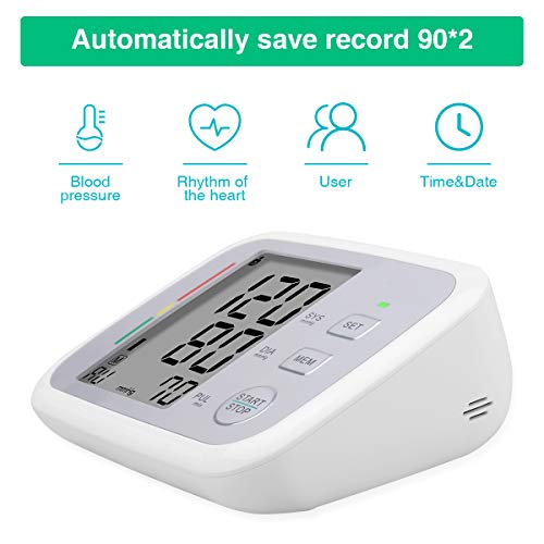 Prymax Blood Pressure Monitor Upper Arm Large Cuff Fits Arms 8.5-17 Inches Portable Automatic Digital Monitor, FDA Approved, at Home, Irregular Heart Beat Detection, Large Screen, 2 User*90 Reading