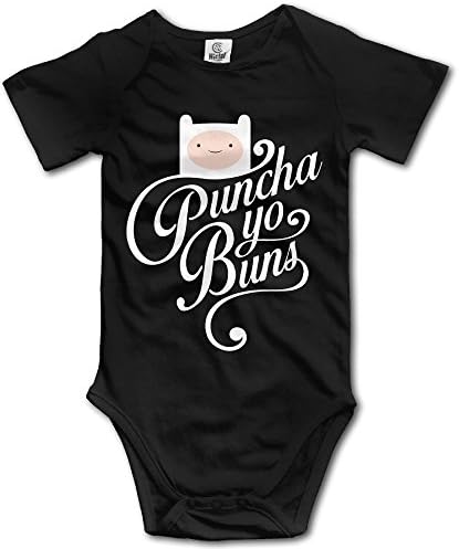 Puncha Yo Buns - Adventure Time Kids Boys Girls Baby Onesies Romper Organic Black (0-3M)