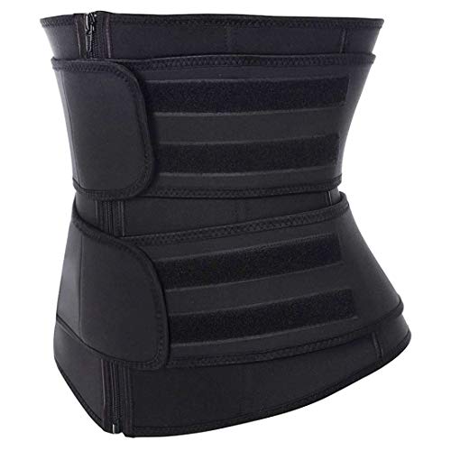DEYACE Women's Waist Trimmer, Latex-Free Neoprene Waist Trainer Corset for Weight Loss, Steel Boned Sauna Sweat Belt Sport Girdle Body Shaper (Black, L)