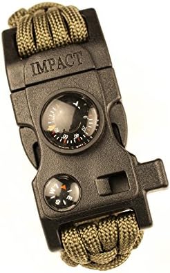 The Impact Paracord Bracelet-Survival-Emergency Knife & Loud Whistle-Embedded Compass & Thermometer Farenheight - Reliable Buckle Design - Camping - Hiking
