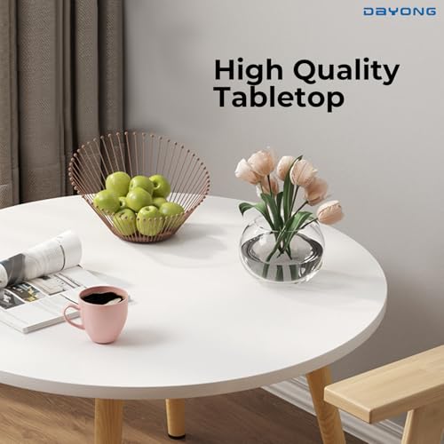 DAYONG Modern Dining Table,Kitchen Table with Solid Wooden Legs,for Small Space Like Home Living Room Kitchen, Dining Room,Lounging,Cafeterias (Round, 80 * 80 * 73CM)
