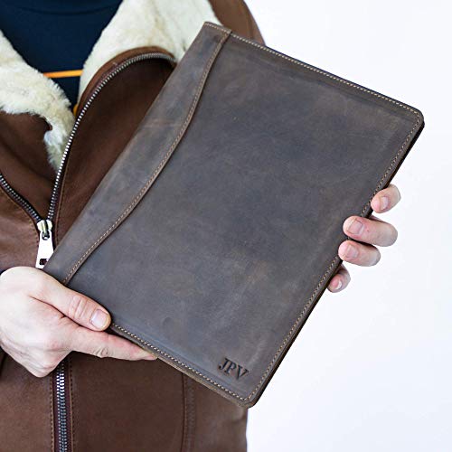 Personalized Portfolio - Handcrafted Leather Portfolio, Monogrammed Rustic Heavy Duty Cow Hide Legal Pad Folio - Marshall