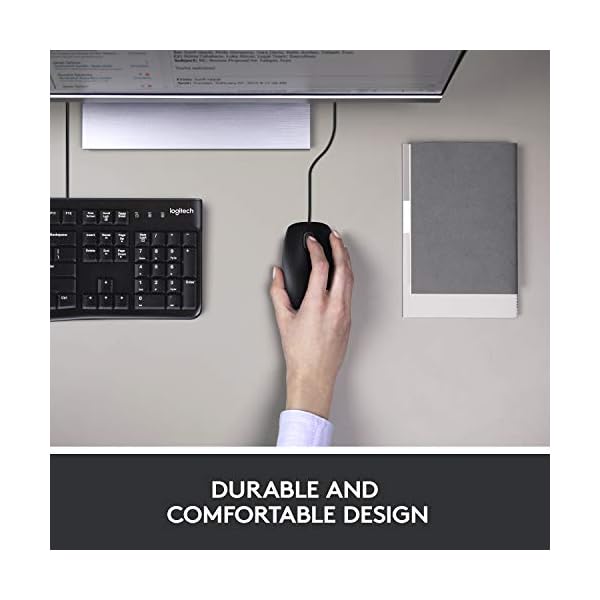 Logitech MK120 Wired Keyboard and Mouse Combo for Windows, Optical Wired Mouse, Full-Size Keyboard, USB Plug-and-Play…