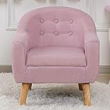 Kids Sofa Chair, Linen Fabric Upholstered Toddler