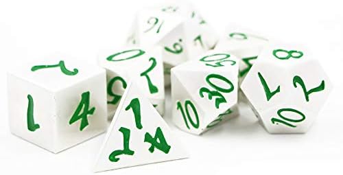 Dungeons & Dragons 7pcs/Set Creative RPG Dice D&D Metal Dice New Font Pearl Silver Green Digital DND Game Dice