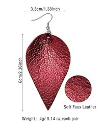 Jetec - Juego de 8 pares de pendientes de piel sintética con diseño de hojas de pétalos para mujeres y niñas, NA, 1.5, 43390-19771