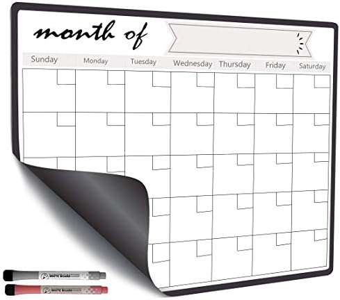 Magnetic Dry Erase Calendar for Refrigerator Fridge, Whiteboard 2021 2020 Monthly Planner with 2 Marker Pen 43 x 33cm