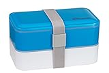 Stackable Spillproof Bento/Lunch Box Sleek and Sophisticated Design Container for Adults Including Utensils with Movable Divider (Blue)