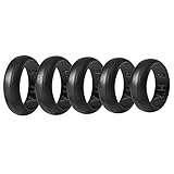 Yoheer(tm) Men's Rubber Silicone Wedding Ring 5 Rings PER Pack Universal Size Black Elastically Rings. Make an Artful and Unique Birthday or Anniversary Gift (Black)