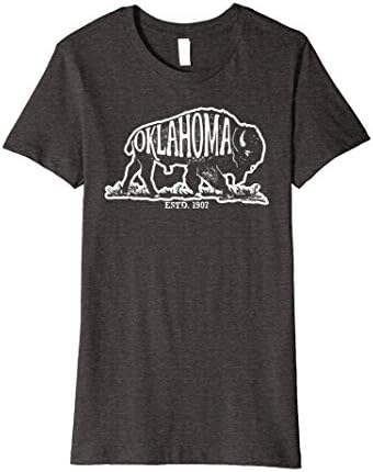 Womens Oklahoma State I Love Home T Shirt Bison Buffalo Men Women Large Dark Heather