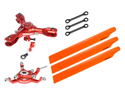 Microheli CNC Triple Orange Plastic Blades Conversion Set (RED) - Blade 230S / 230S V2