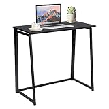 GreenForest Folding Desk, Industrial Small Computer Desk Space Saving Foldable Study Table, Easy Assembly, Black