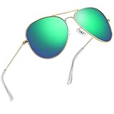 Joopin Classic Fashion Polarized Sunglasses Men Women Colorful Reflective Coating Lens Eyewear Sun Glasses(Green Blue)