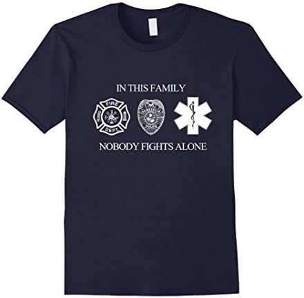 Men's IN THIS FAMILY NOBODY FIGHTS ALONE Tshirt Large Navy