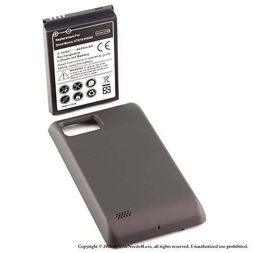 YN4L® 4000mAh extended battery for Motorola Droid Bionic Targa 4G XT875 + Black cover