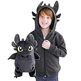Cubcoats Toothless Dragon - 2-in-1 Transforming Hoodie and Soft Plushie - How to Train Your Dragon - Glow in The Dark Grey