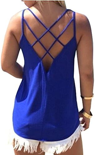 YoungBaBa Women's Cute Criss Cross Back Tank Tops Loose Hollow Out Camisole Shirt