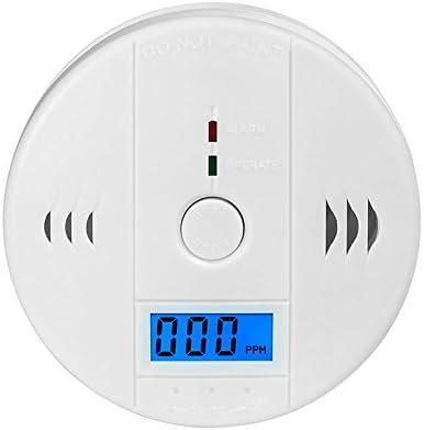 MIXSight Carbon Monoxide Detector CO Alarm Detector with LCD Digital Display Battery Operated, White, 1-Pack