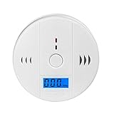 Carbon Monoxide Detector CO Alarm Detector with LCD Digital Display Battery Operated, White, 1-Pack