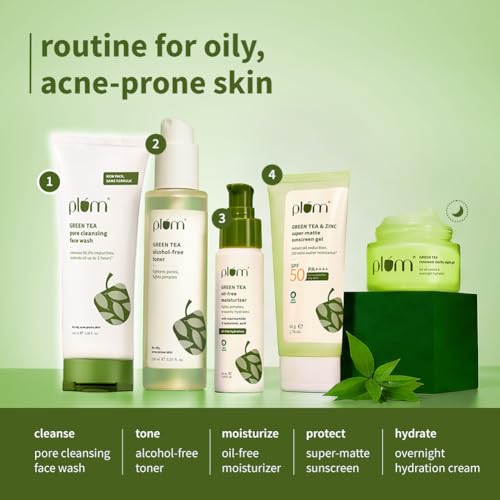 Plum Green Tea Pore Cleansing Face Wash For Oily and Acne Skin Clean Dirt Pollution For Clear Skin 100% Vegan, 100 ml