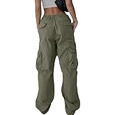 EMMIOL Work Pants Women Cargo Pants Women Casual Loose High Waisted Straight Leg Baggy Pants Trousers with Pockets
