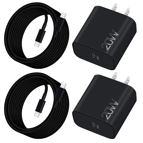 USB C Charger for Google Pixel 9/9 Pro/8/8 Pro/7/7 Pro/6/5/4/3 XL, Samsung Galaxy A55 A54 A53 A15 A14 S24 S23 S22, 2-Pack 20W Fast USB C Wall Charger Block with 10FT Long Type C to C Charging Cable