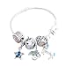 Cute Bow Unicorn Bracelet for Girls, Pink Crystal Bracelet with Star, Rainbow and Unicorn Charm (6.3)