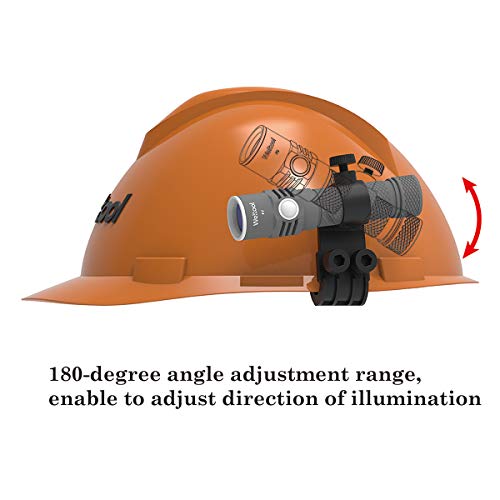 Weltool HM2 Helmet Flashlight Mount Holder - Work Flashlight Clamp Fit for 3M MSA V-Gard Hard Hat - Portable Plastic Torch Side Mount Flashlight Holder for Hard Hat - Plastic Light-Weight Multi-Angle - Thumbnail 2