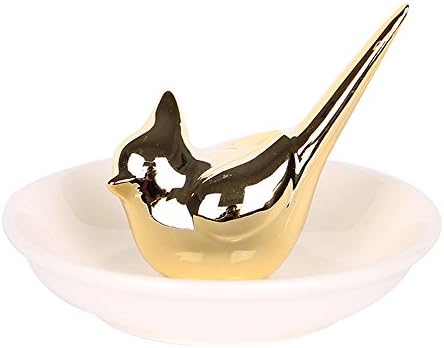 Fans Face Ceramic Cute Bird Jewelry Ring Holder Dish Tray Organizer Home Decor